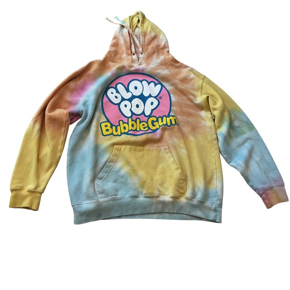 Charms Blow Pop Other - Charms Blow Pop Bubble Gum Tie Dye Hoodie Sweatshirt Yellow Pink Blue Retro L